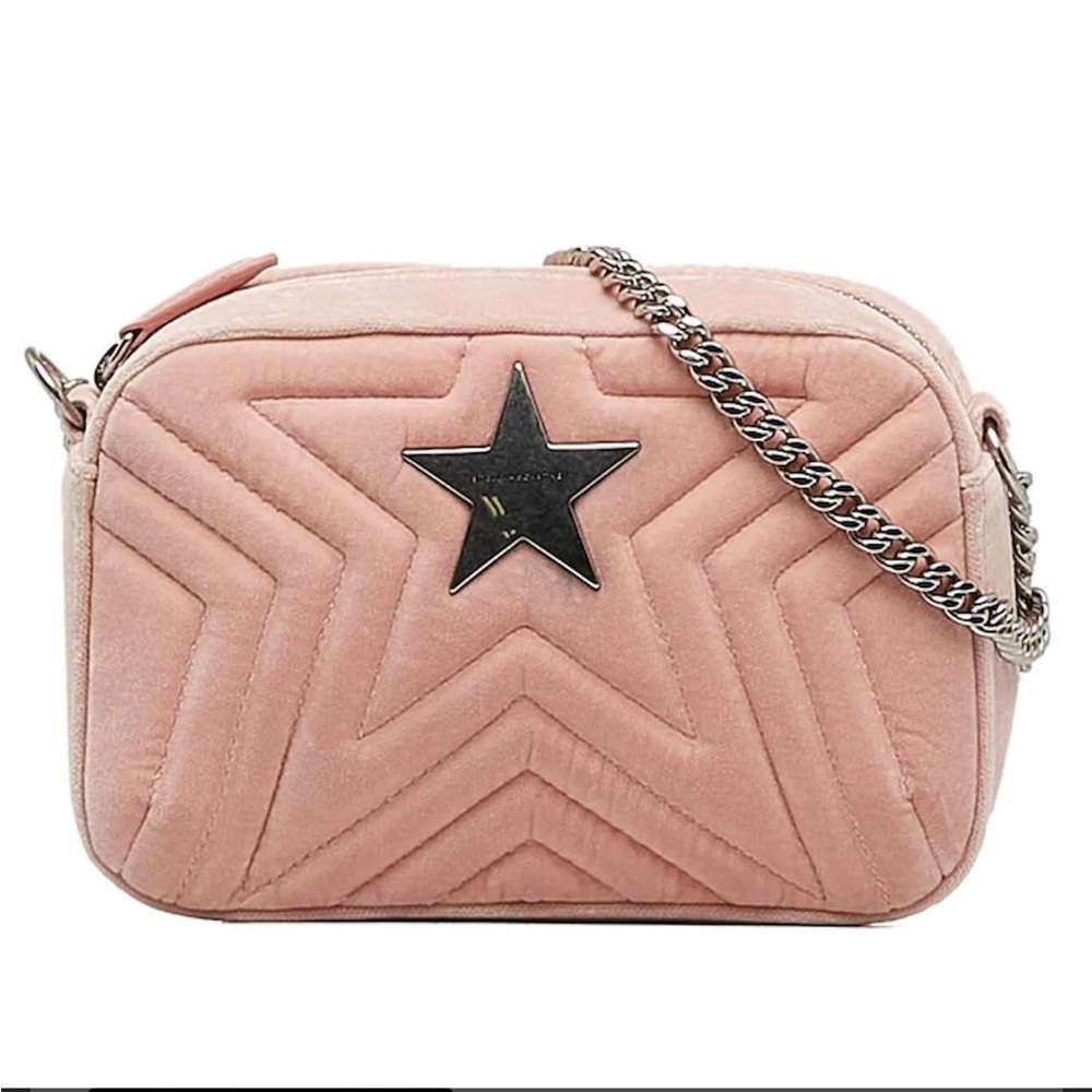 Stella McCartney Star Pink Velvet Crossbody Bag
